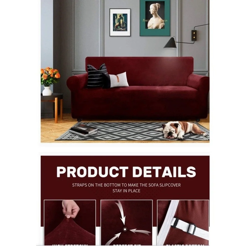 Velvet Stretch Loveseat Cover Couch for 2 Cushion Couch (57